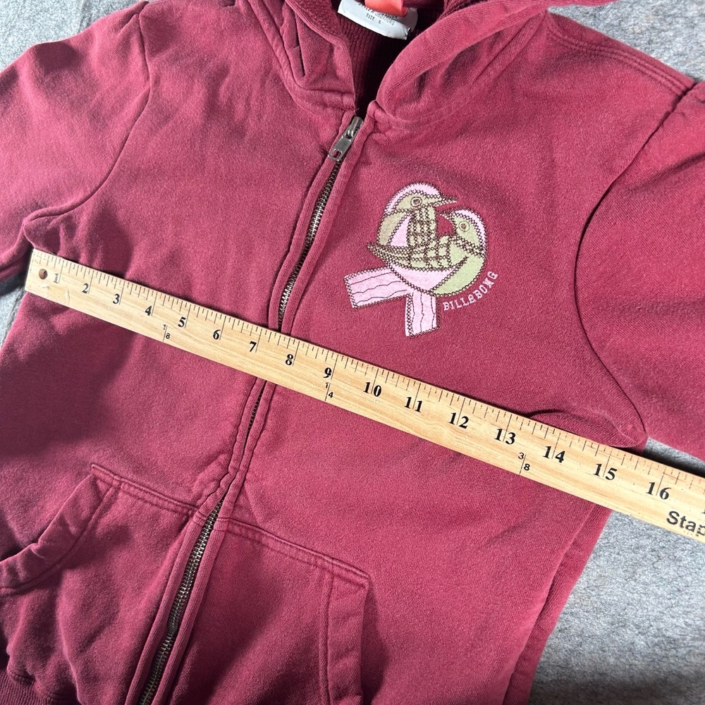 Billabong Hoodie Womens Small Red Embroidered Logo Zip Up Surf Casual Bird Y2k - Picture 8 of 9